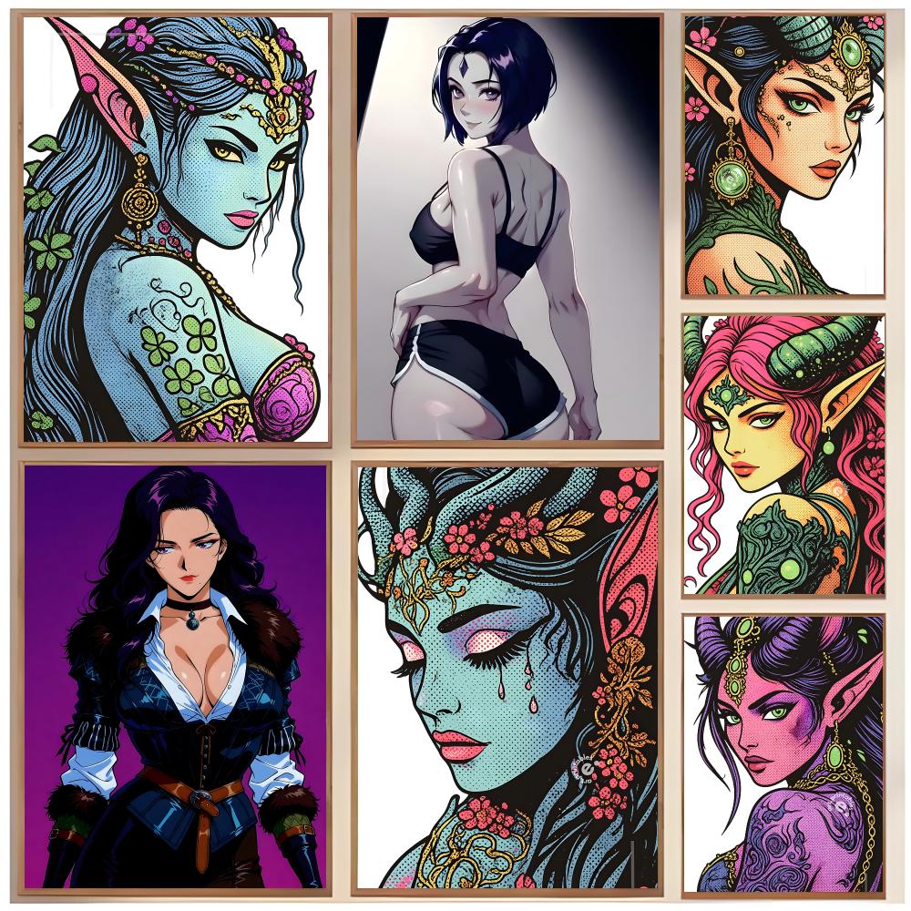 Interior Design Illustrated - Fantasy-Illustration A-Anime-Elfenmädchen-Poster Klassisches Wohninterieur & Moderne