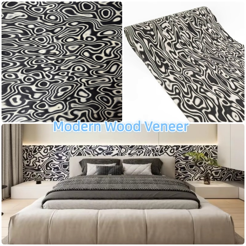 Interior Design White And Wood - Technisches Schwarz-Weiß-Grafik-Holzfurnier für moderne Akzentwände, maßgefertigte