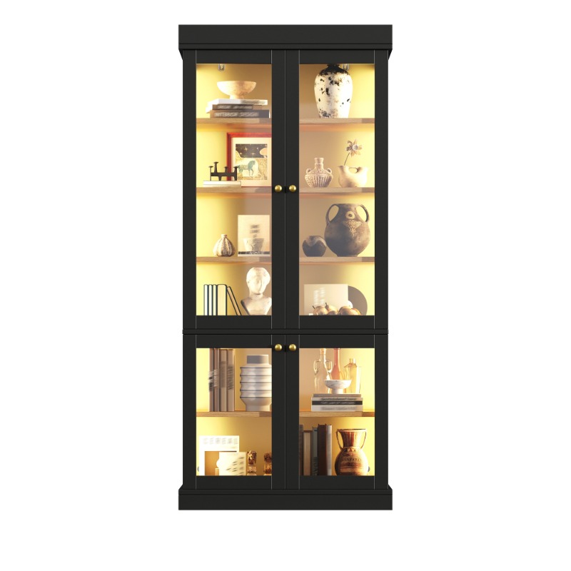 Interior Design Lighting Layout - Moderne Freistehende Glas-Vitrine mit Integrierter LED-Ambientebeleuchtung