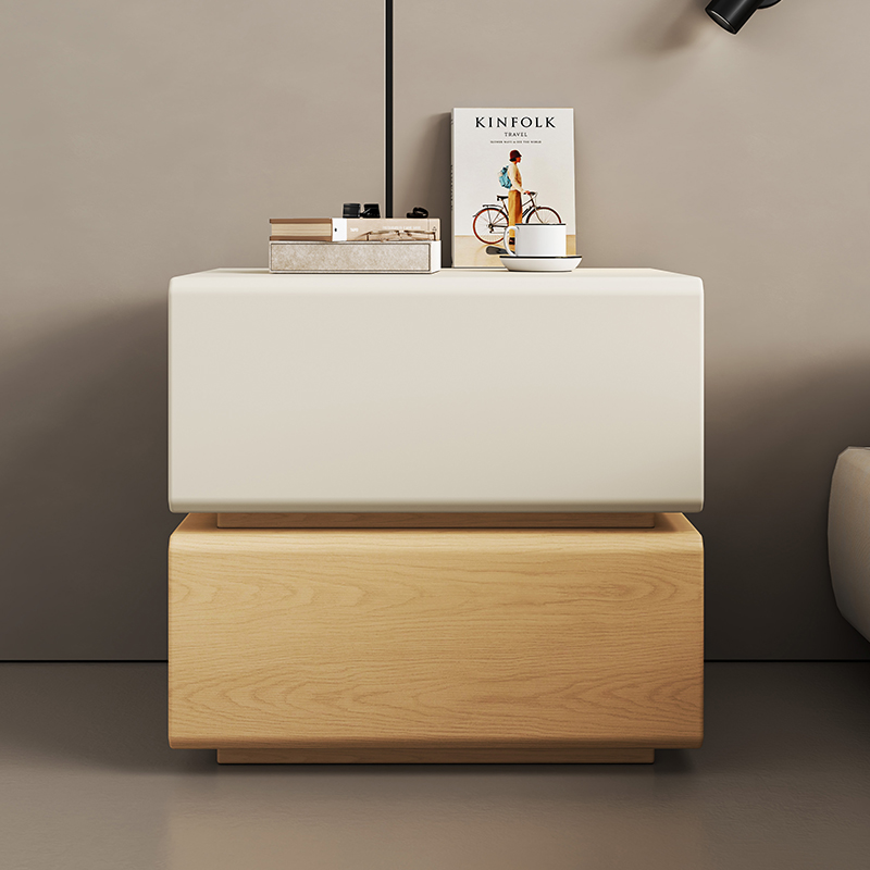 Interior Design White And Wood - Weißer Nachttisch, luxuriöser Holz-Innenraum, moderner Nachttisch,
