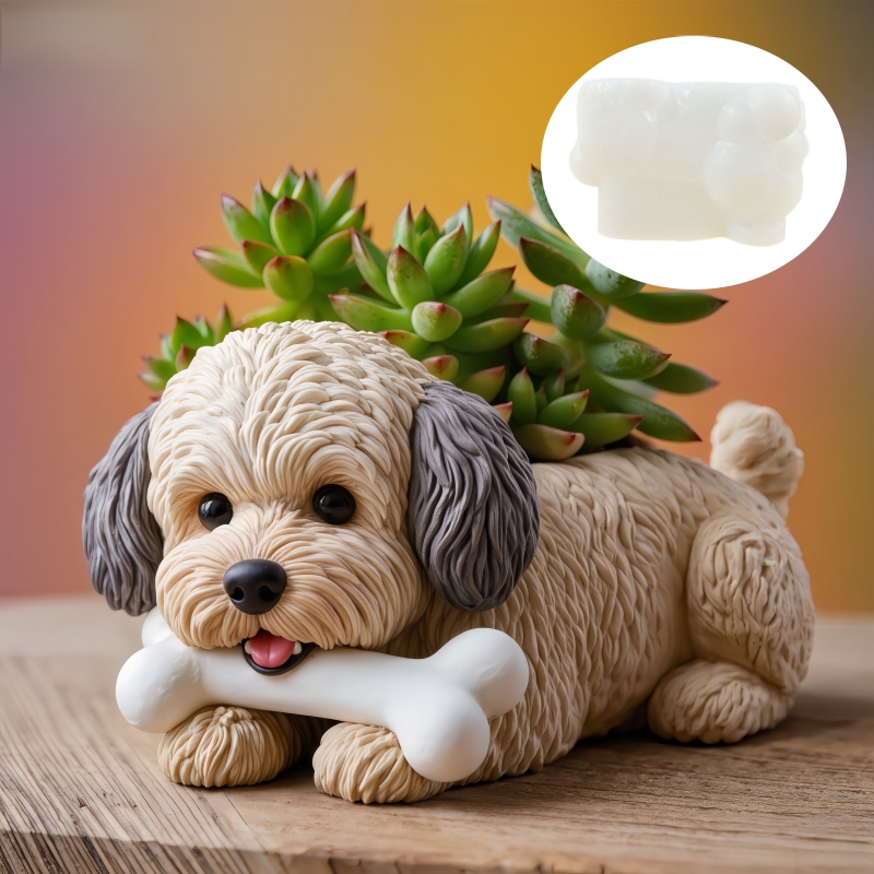 Ceramic Candle Vessel - Niedliche Hundeknochen-Form Sukkulenten-Blumentopf Harz-Silikonform Ohren Tier
