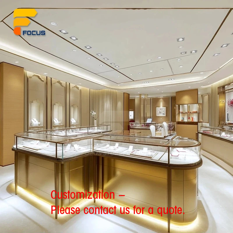 Interior Design Lighting Layout - Maßgeschneidertes Luxus-Schmuckgeschäft-Design: Vitrine mit Ultra-Glas und