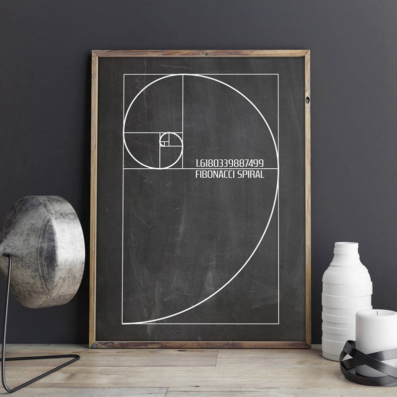 Interior Design Studio - Fibonacci Spiral-Patent-Wandkunst, Leinwandgemälde, Goldener Schnitt, Poster