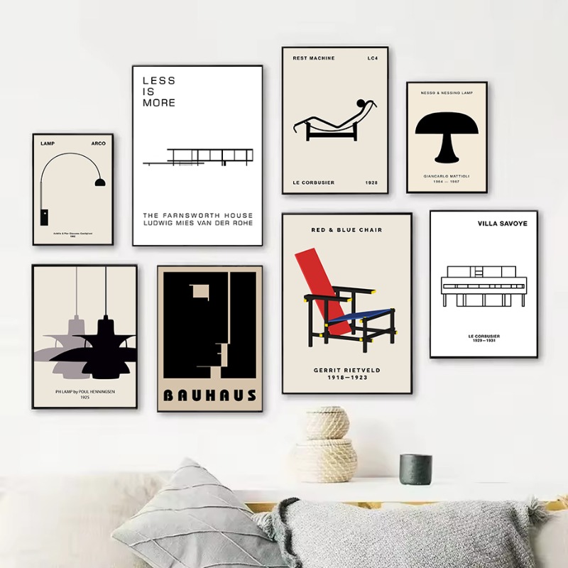 Interior Design Home - Klassisches Farnsworth House Bauhaus-Design, abstrakte Architektur,