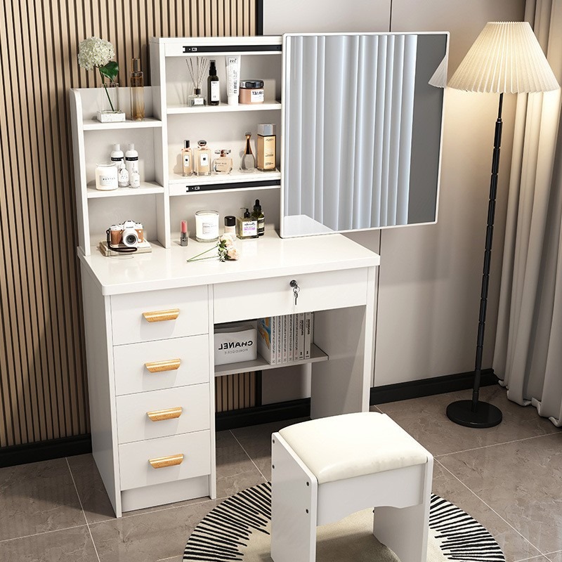 Interior Design White And Wood - Modernes, ästhetisches Design des Schminktischs in