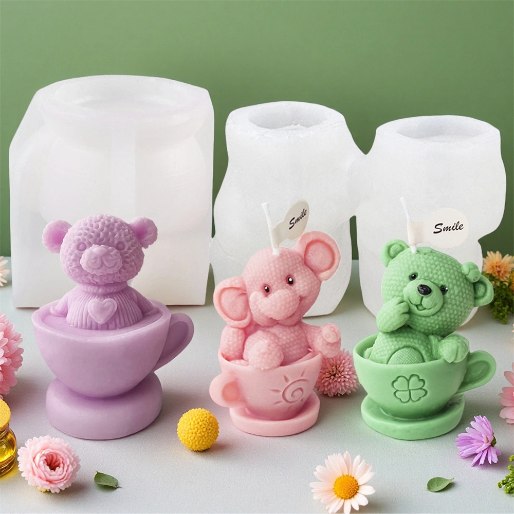 Ceramic Candle Vessel - Teddybär in Tasse Silikonform Cartoon Bär