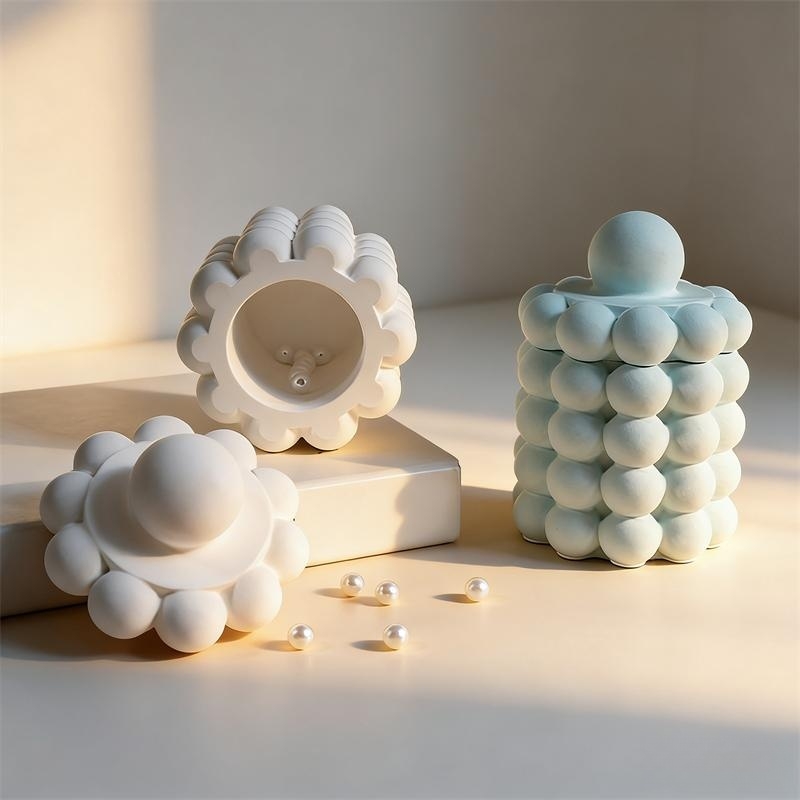 Runde Blasenform Gips-Aufbewah – Ceramic Candle Vessel Bewertung und Preis