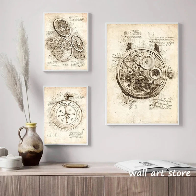 Vintage Uhr Skizze Poster Gang – Interior Design Studio Bewertung und Preis