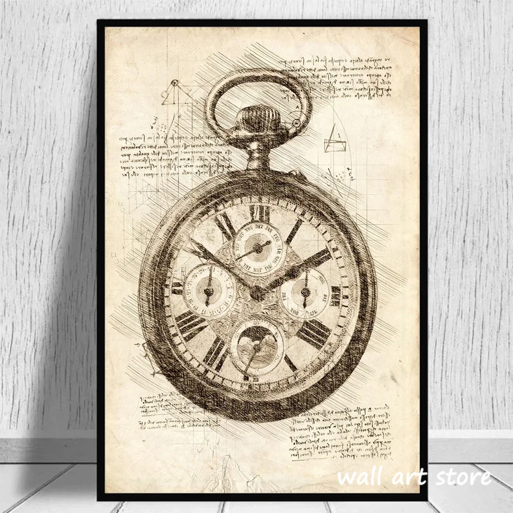 Vintage Uhr Skizze Poster Gang – Interior Design Studio Bewertung und Preis